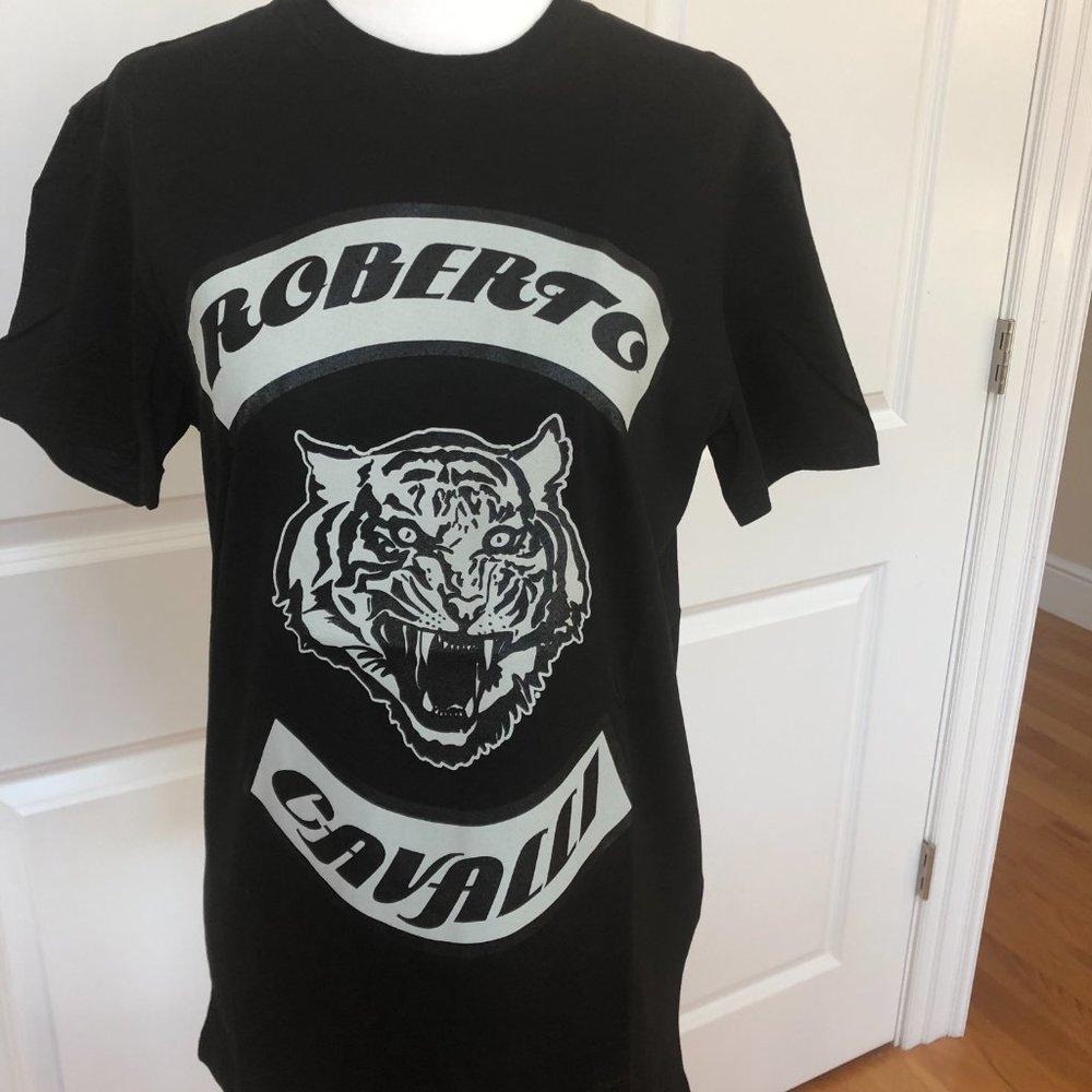 Roaring Tiger Head Logo T-shirt from Roberto Cavalli